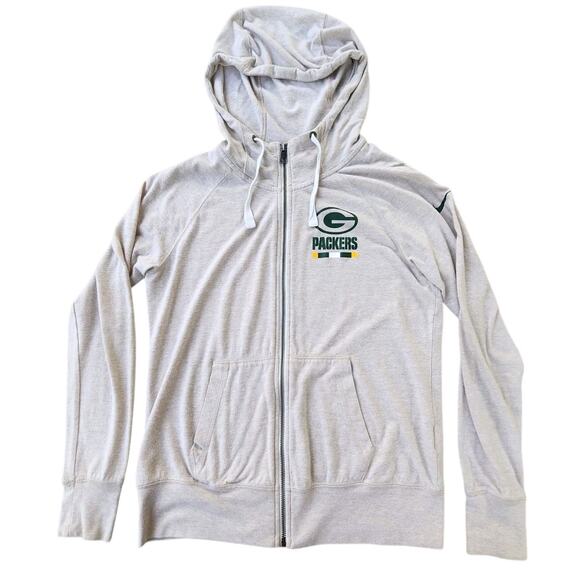 NIKE WOMENS FULL ZIP HOODIE LIGHTWEIGHT GREEN BAY PACKERS FAN LOGO NFL SZ M - Picture 1 of 7